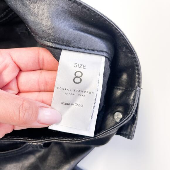 Social Standard Sanctuary Size 8 Faux Leather Ankle Skinny High Rise Pants Black - Picture 7 of 10